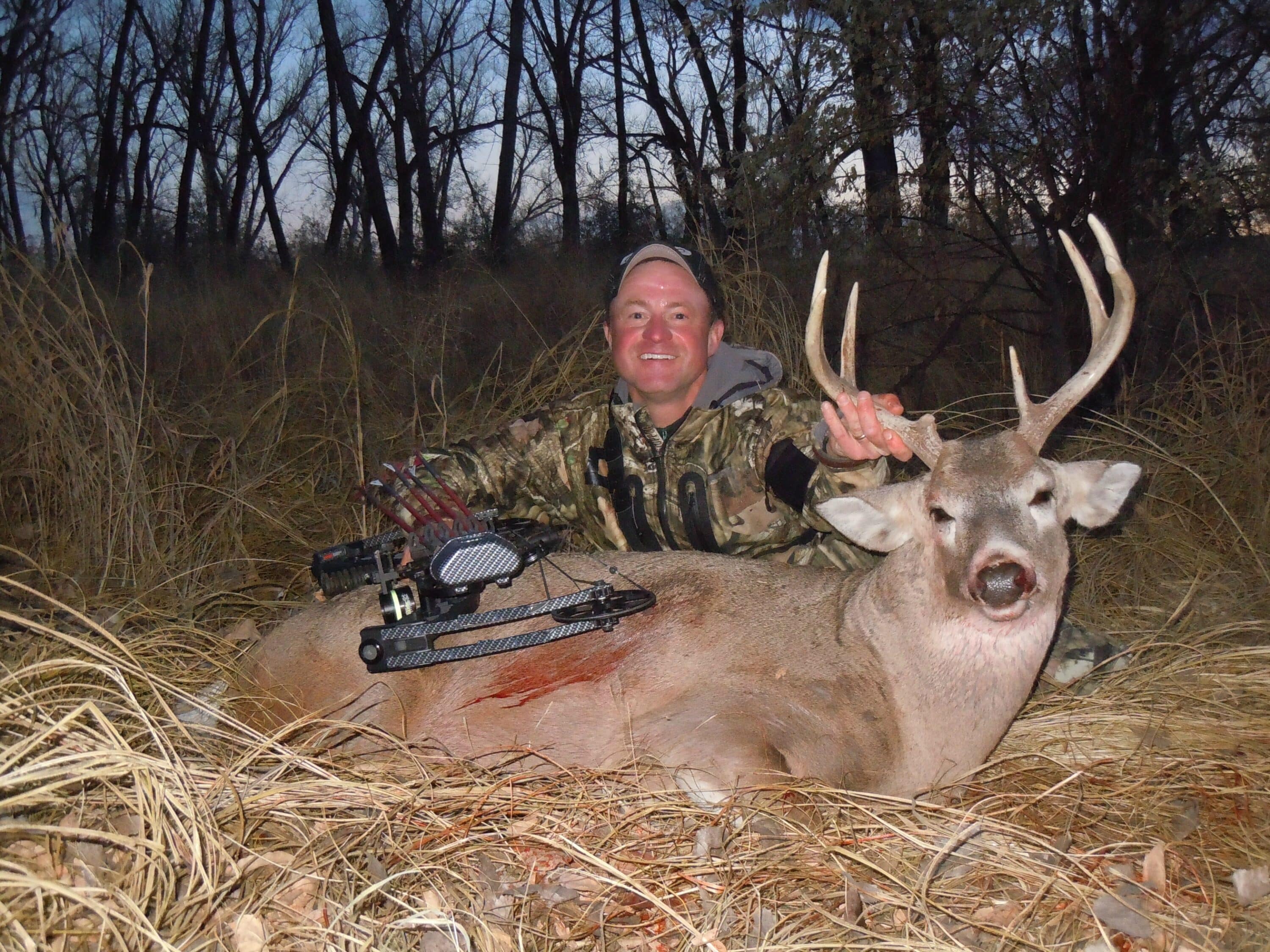 Mark Kayser tagged this whitetail buck in a small woodlot after setting up a variety of ambush stands.