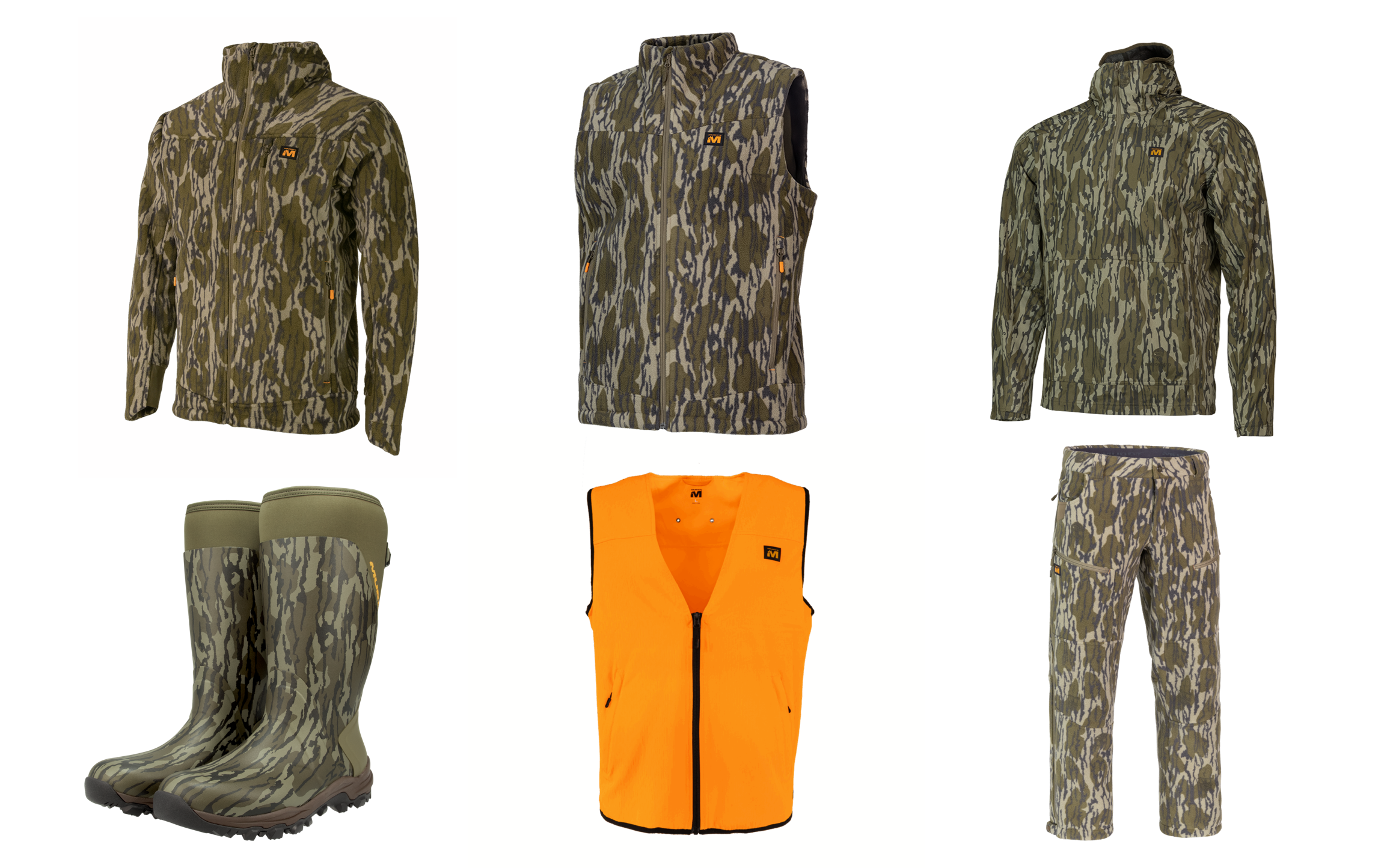 Muddy DV8 apparel and boots in Mossy Oak Bottomland