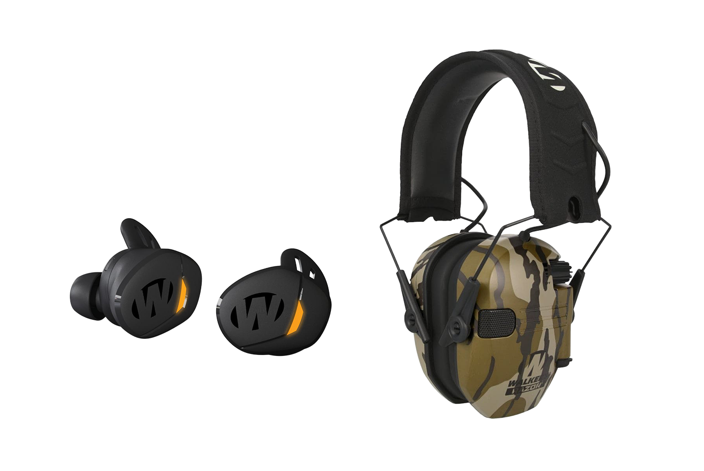 Walker's Suppressor earbuds and Razor Slim ear muffs